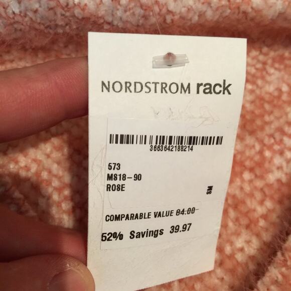 FRNCH Pullover Sweater V-Neck Long Sleeve Diagonal Stripe Chenille Rose Soft S/M - Picture 4 of 7